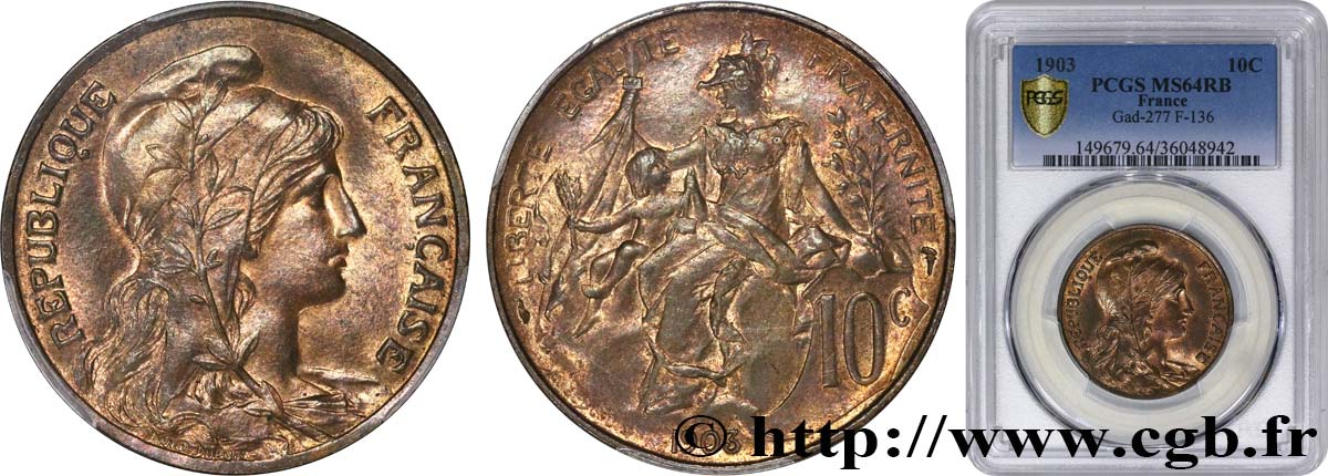 10 centimes Daniel-Dupuis 1903  F.136/12 SPL64 PCGS