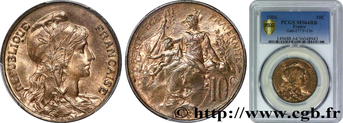 10 centimes Daniel-Dupuis 1906  F.136/15 fST64 PCGS