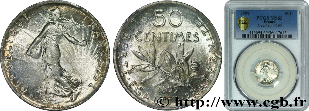 50 centimes Semeuse 1899  F.190/5 ST65 PCGS