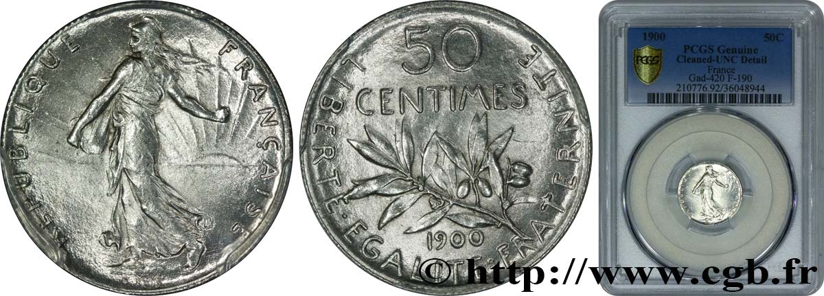 50 centimes Semeuse 1900 Paris F.190/6 MS PCGS