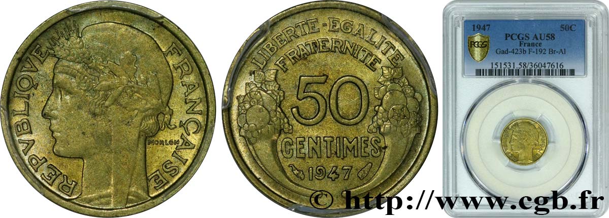 50 centimes Morlon  1947  F.192/19 VZ58 PCGS