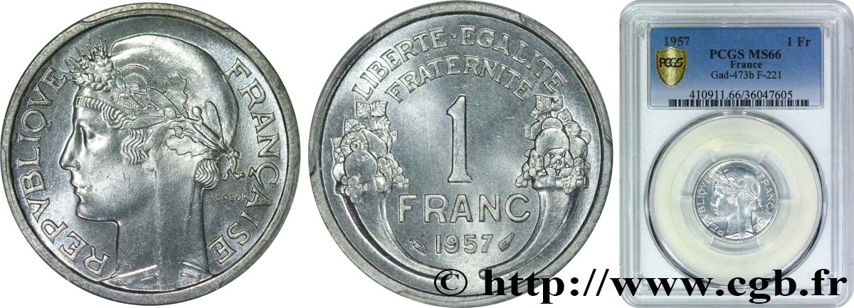 1 franc Morlon, légère 1957  F.221/19 FDC66 PCGS