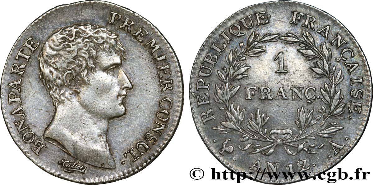 1 franc Bonaparte Premier Consul 1804 Paris F.200/8 MBC+ 