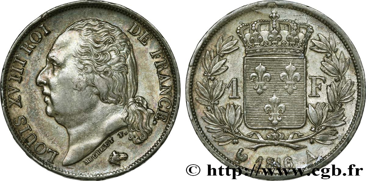 1 franc Louis XVIII 1816 Paris F.206/1 TTB+ 