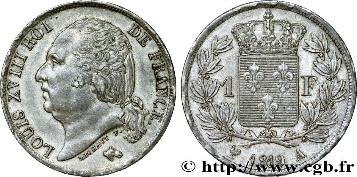 1 franc Louis XVIII 1819 Paris F.206/24 TTB53 