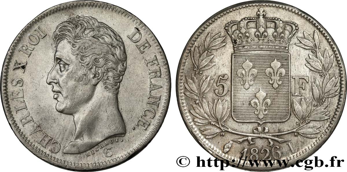 5 francs Charles X, 1er type 1826 Limoges F.310/20 XF 