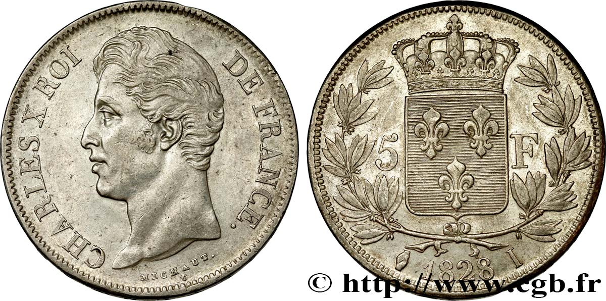 5 francs Charles X, 2e type 1828 Limoges F.311/19 TTB+ 
