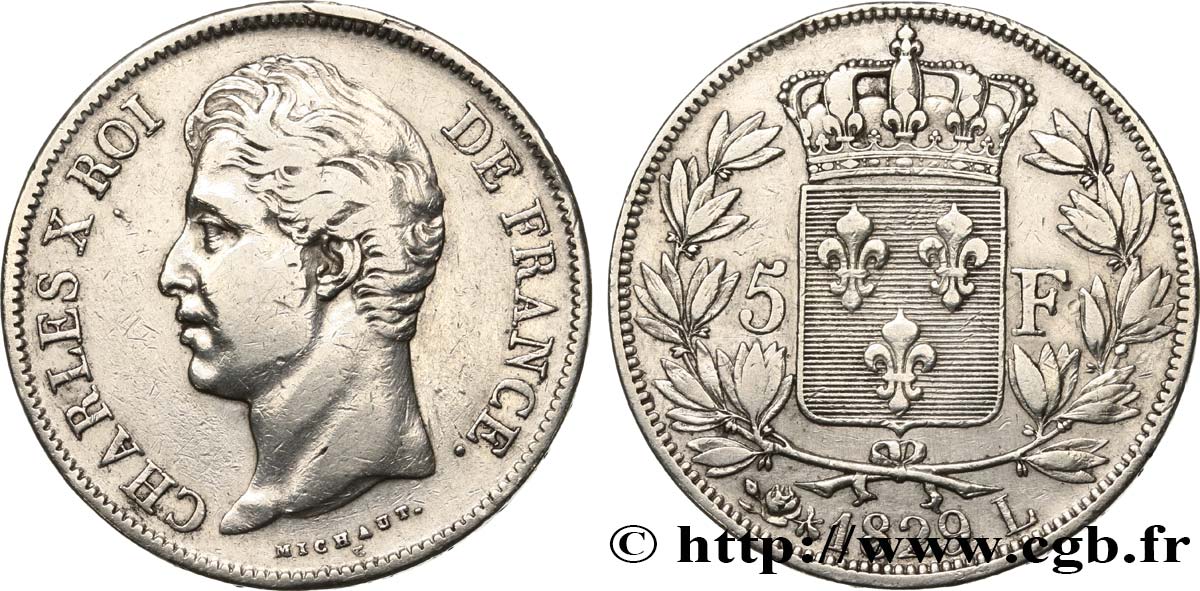 5 francs Charles X, 2e type 1829 Bayonne F.311/34 VF 