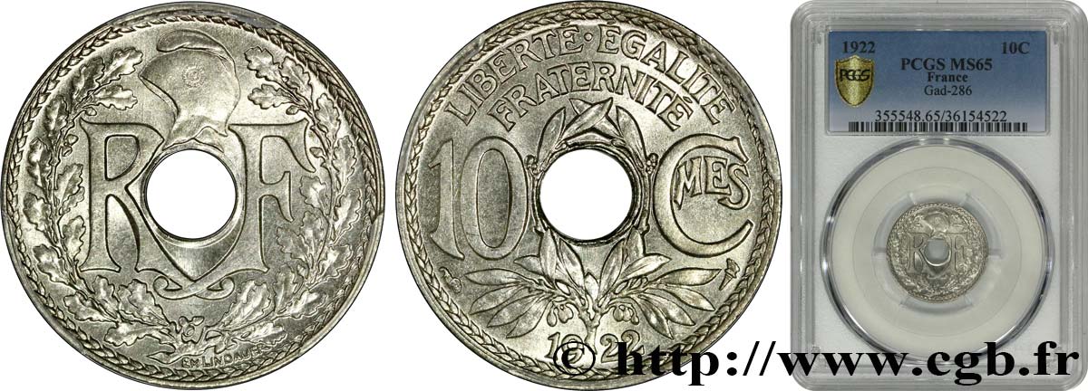 10 centimes Lindauer 1922  F.138/6 MS65 PCGS