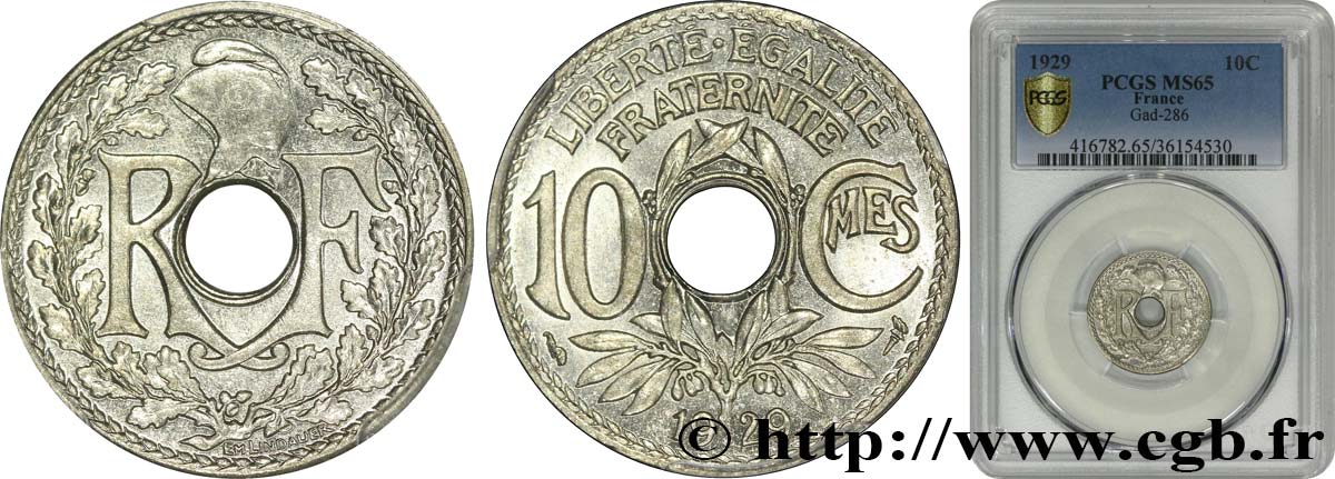 10 centimes Lindauer 1929  F.138/16 MS65 PCGS
