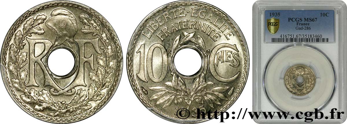 10 centimes Lindauer 1935  F.138/22 FDC67 PCGS