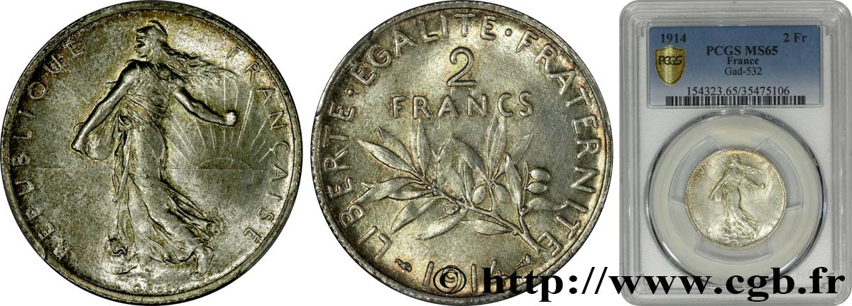 2 francs Semeuse 1914  F.266/15 MS65 PCGS