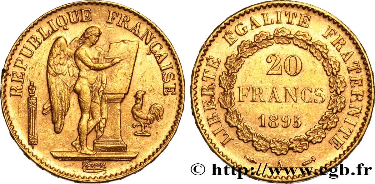 20 francs or Génie, IIIe République 1895 Paris F.533/19 XF 