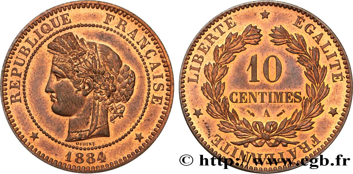 10 centimes Cérès 1884 Paris F.135/28 SUP62 