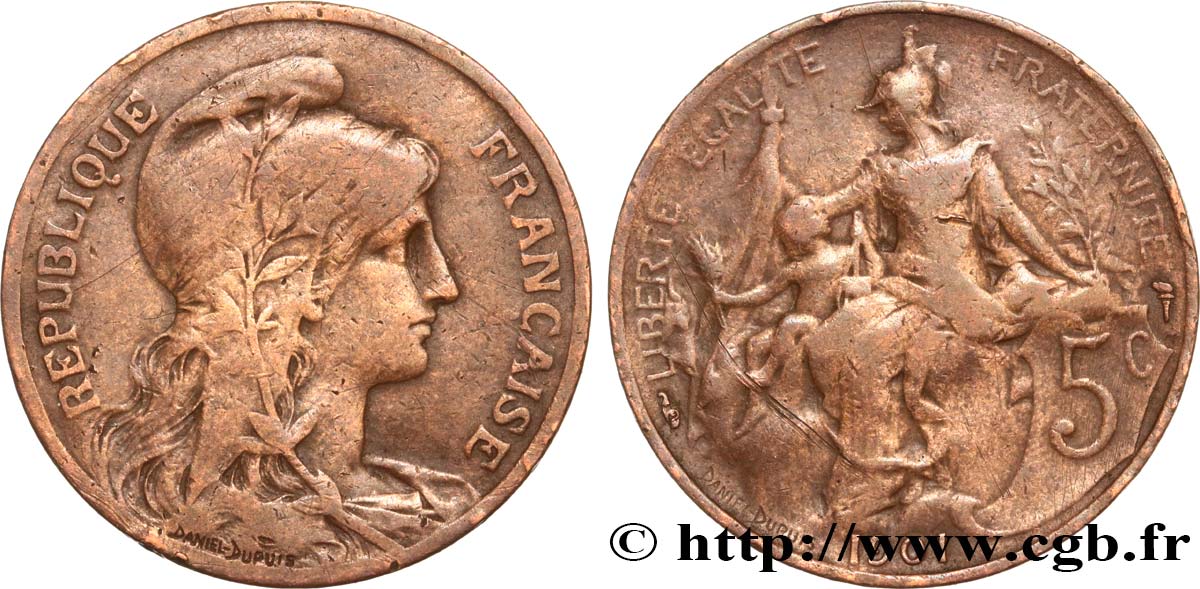 5 centimes Daniel-Dupuis 1901  F.119/11 VF20 
