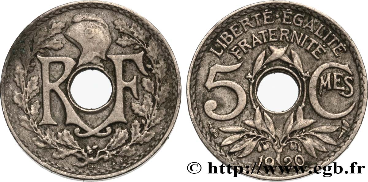 5 centimes Lindauer, petit module 1920 Paris F.122/2 S35 