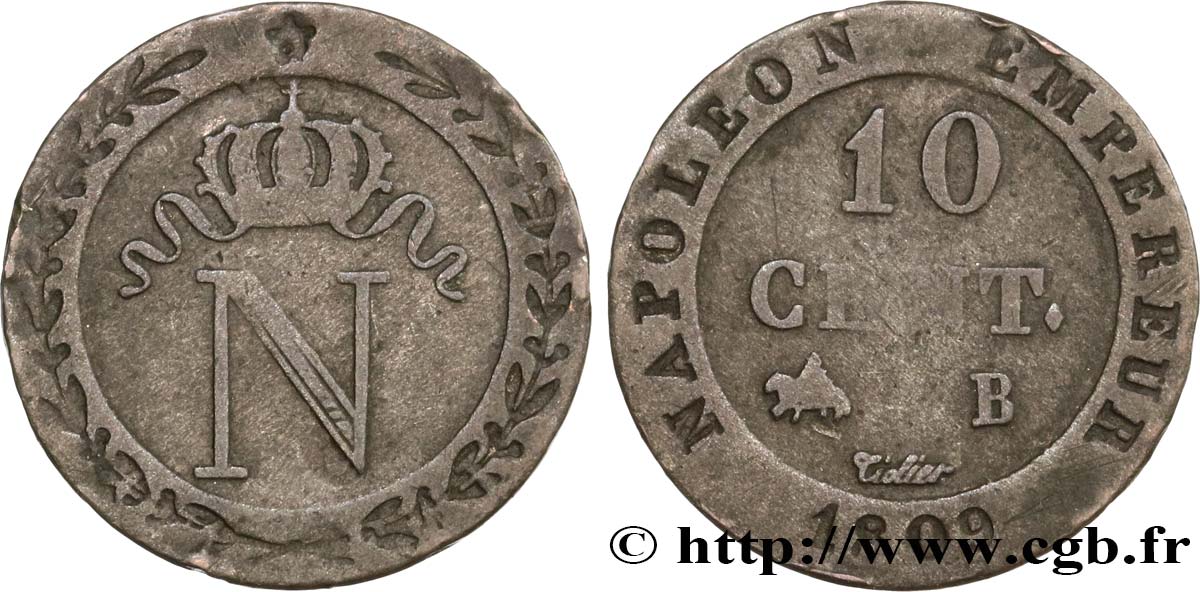 10 cent. à l N couronnée 1809 Rouen F.130/11 BC30 