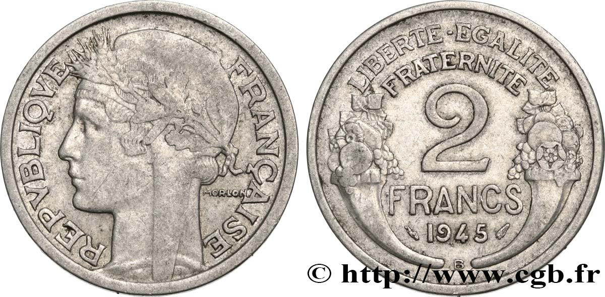 2 francs Morlon, aluminium 1945 Beaumont-Le-Roger F.269/6 TB35 