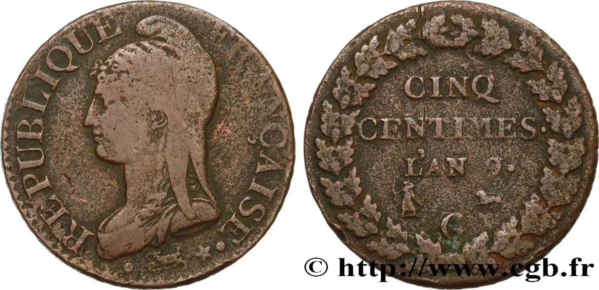 Cinq centimes Dupré, grand module 1801 Genève F.115/158 BC30 