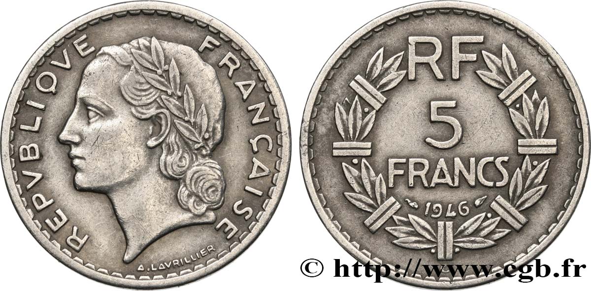 5 francs Lavrillier en aluminium 1946 Castelsarrasin F.339/8 TB+ 