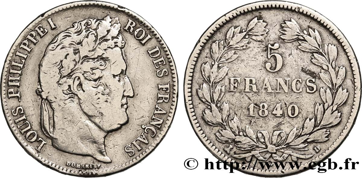 5 francs IIe type Domard 1840 Lyon F.324/86 B 