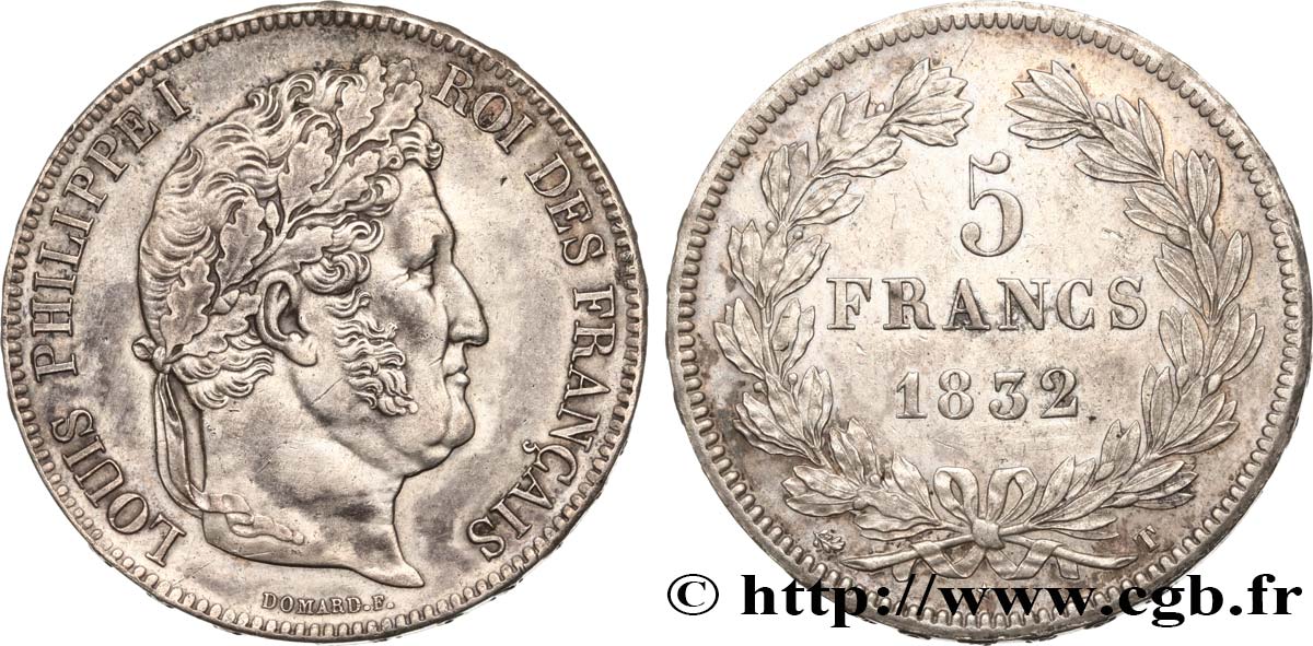 5 francs IIe type Domard 1832 Nantes F.324/12 VZ55 