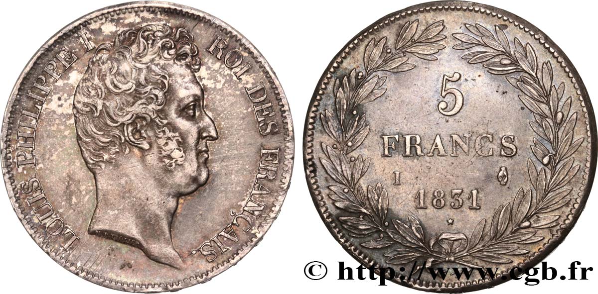 5 francs type Tiolier avec le I, tranche en creux 1831 Limoges F.315/19 SUP58 