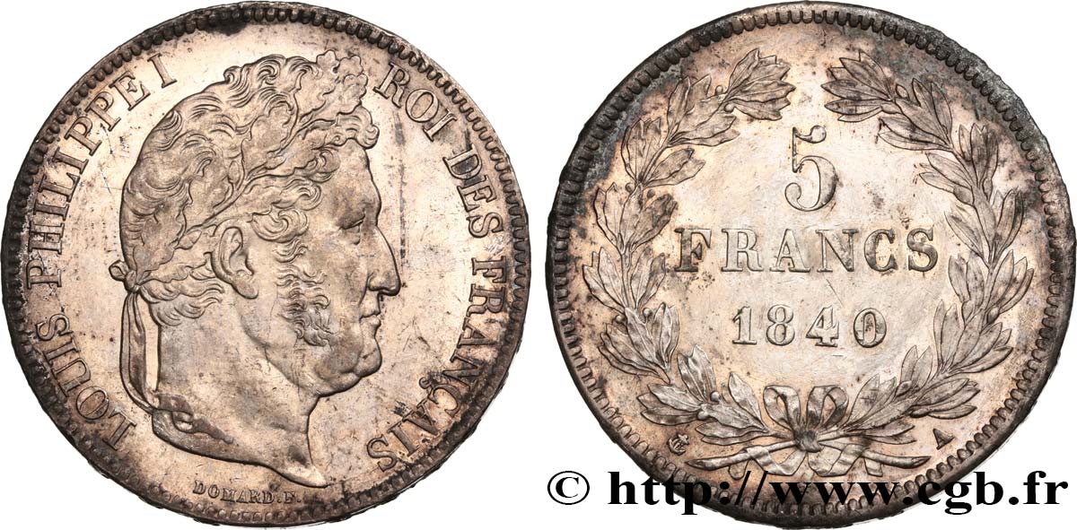 5 francs IIe type Domard 1840 Paris F.324/83 SPL55 