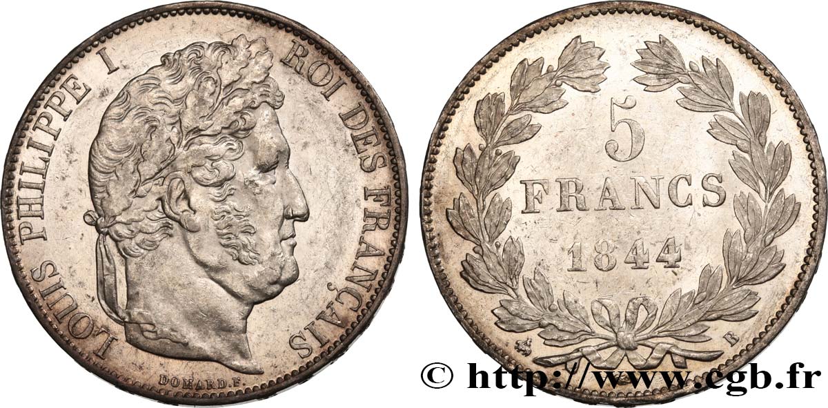 5 francs IIIe type Domard 1844 Rouen F.325/2 VZ55 