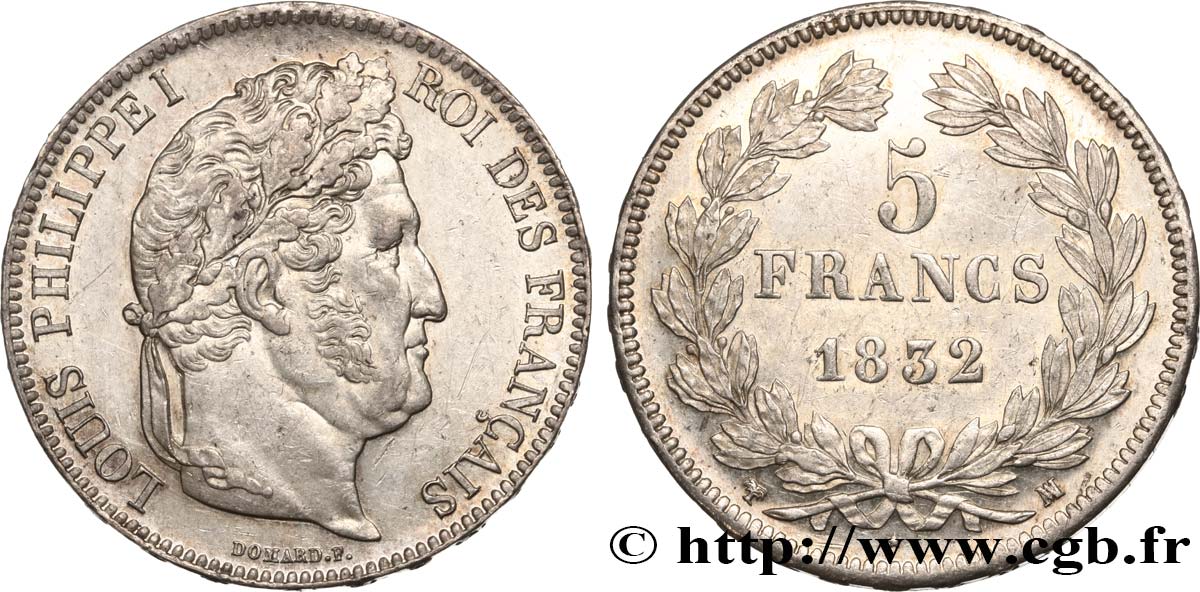 5 francs IIe type Domard 1832 Marseille F.324/10 SUP58 