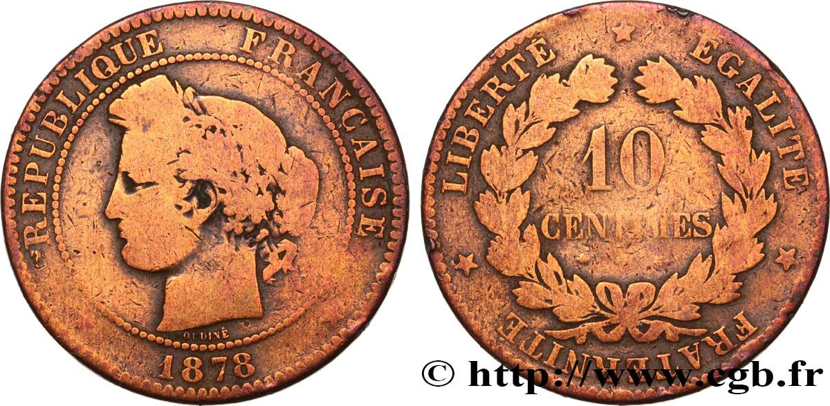 10 centimes Cérès 1878 Paris F.135/20 RC10 