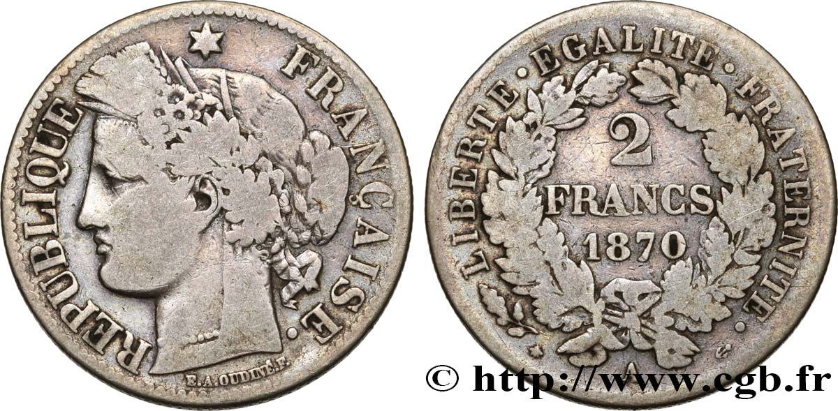 2 francs Cérès, avec légende 1870 Paris F.265/1 BC15 