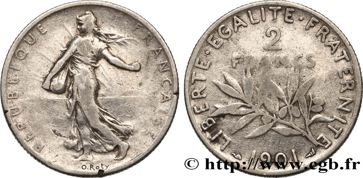 2 francs Semeuse 1901  F.266/6 TB20 