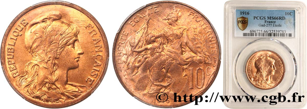 10 centimes Daniel-Dupuis 1916  F.136/27 FDC66 PCGS