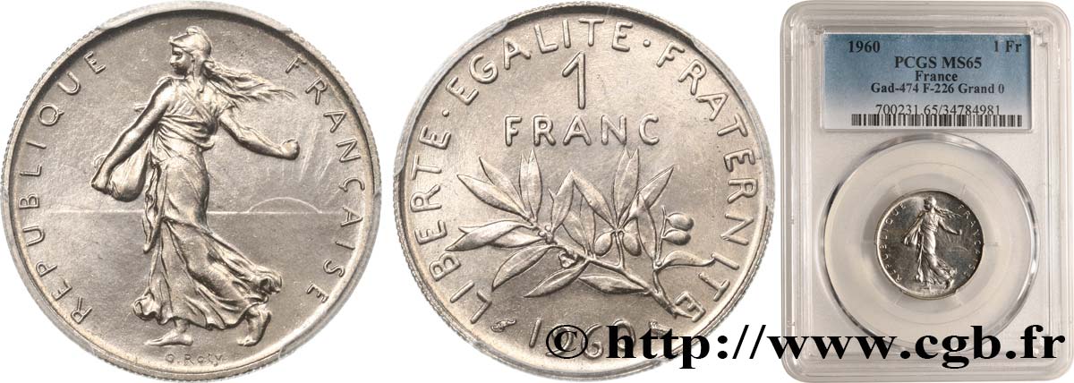 1 franc Semeuse, nickel 1960 Paris F.226/5 FDC65 PCGS