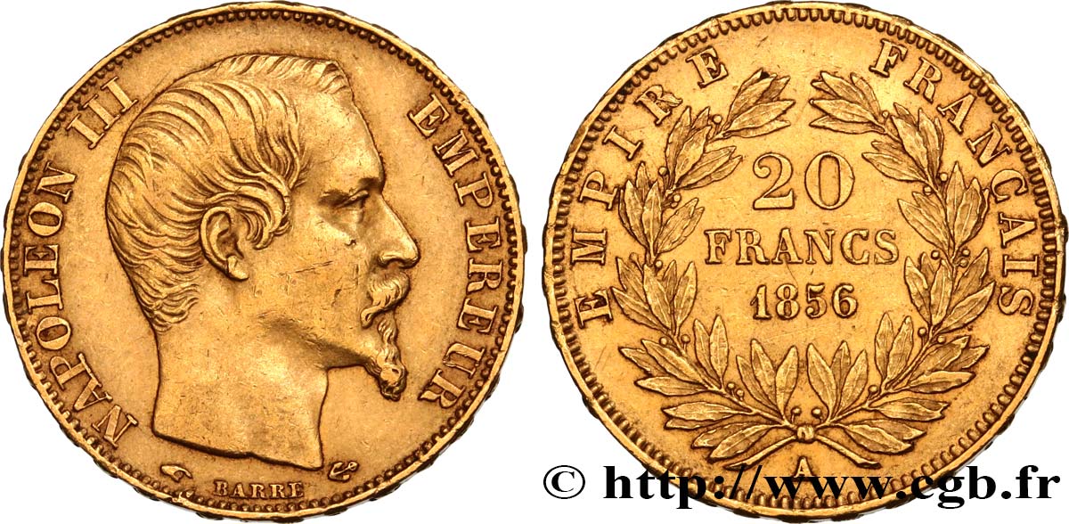20 francs or Napoléon III, tête nue 1856 Paris F.531/9 TTB48 