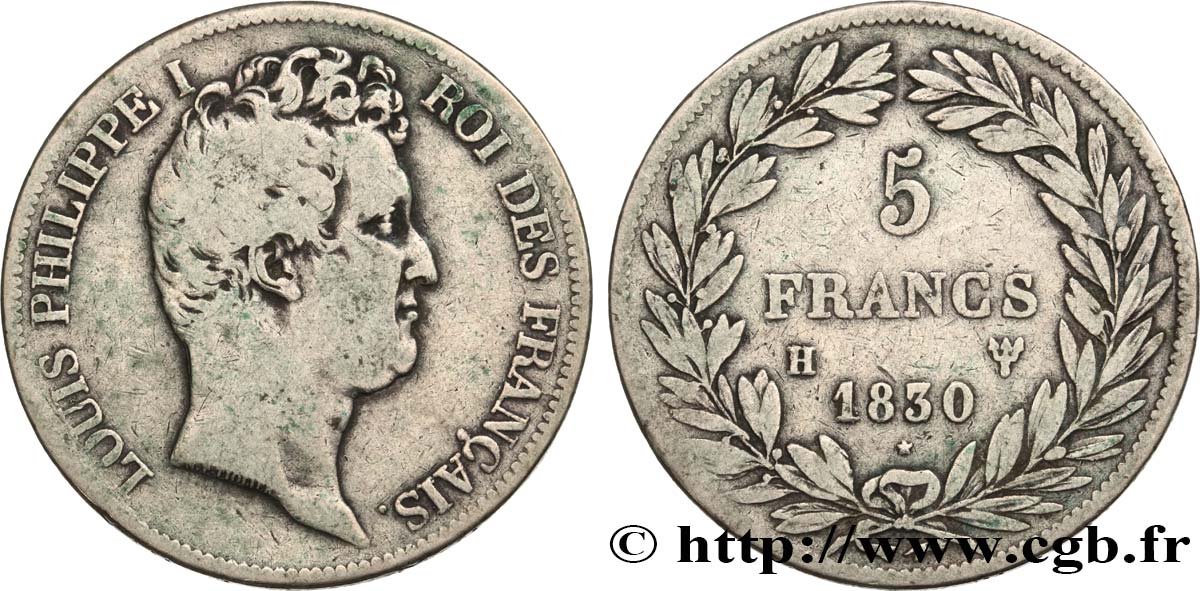 5 francs type Tiolier avec le I, tranche en creux 1830 La Rochelle F.315/5 BC15 