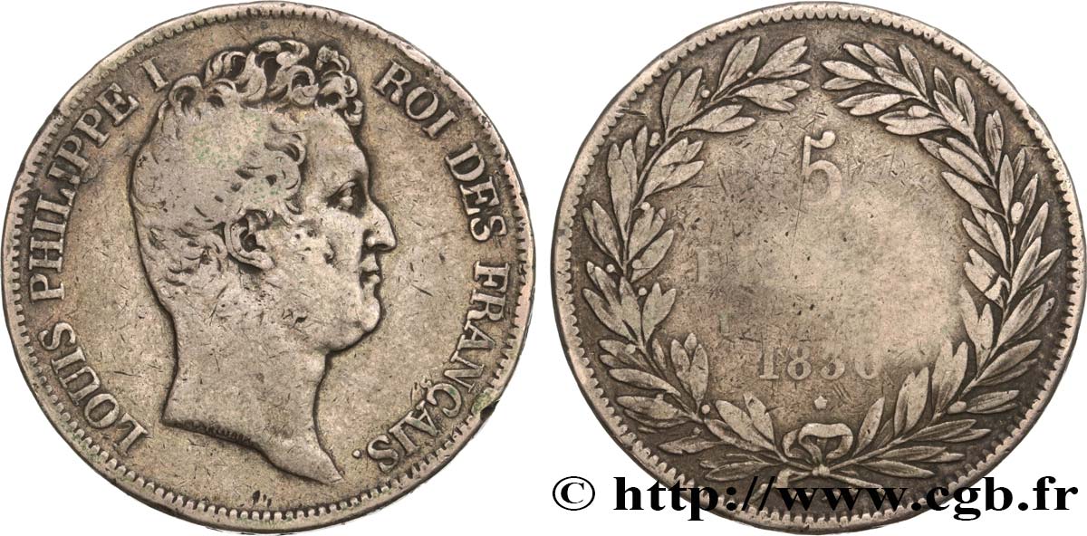 5 francs type Tiolier avec le I, tranche en creux 1830 Limoges F.315/6 SGE14 