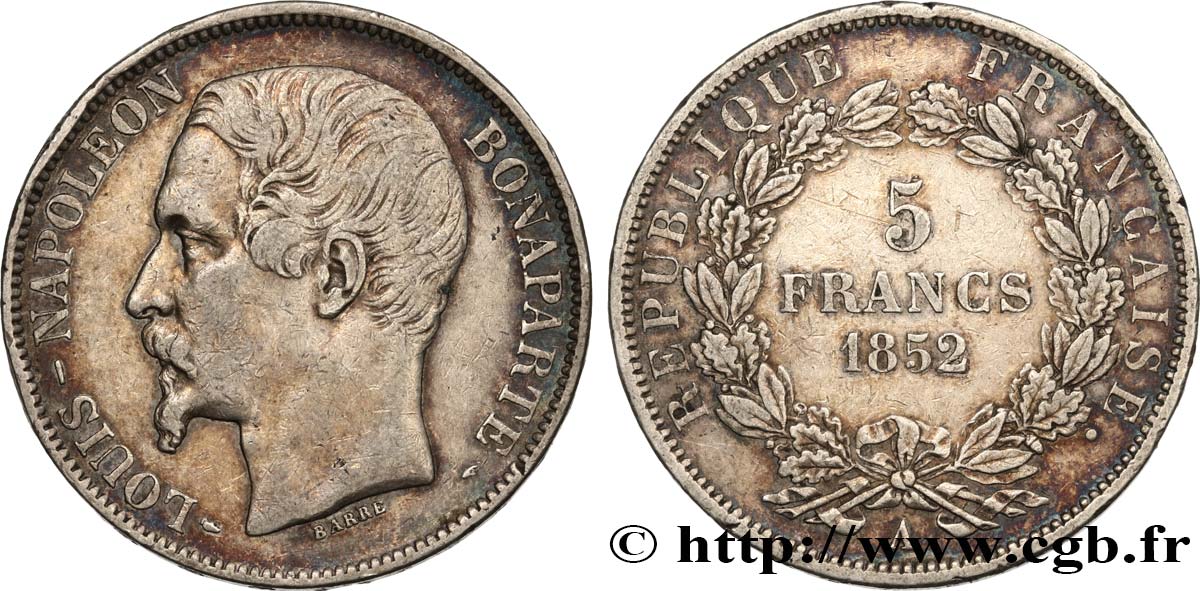 5 francs Louis-Napoléon, 1er type 1852 Paris F.329/1 BC 