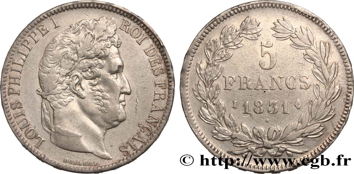 5 francs Ier type Domard, tranche en relief 1831 Limoges F.320/6 XF45 