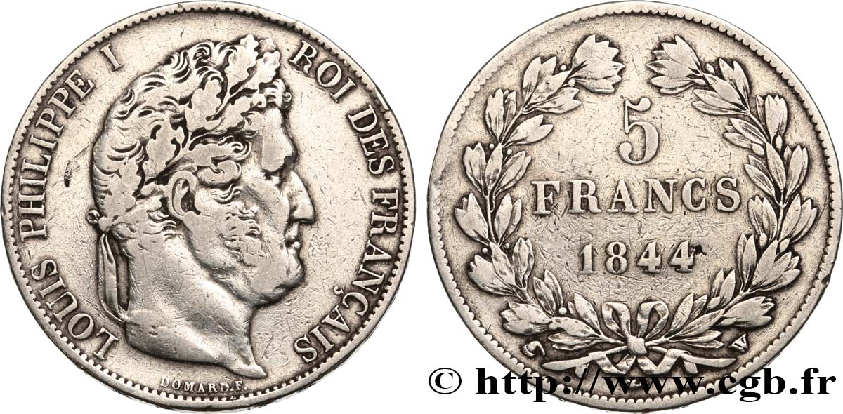 5 francs IIIe type Domard 1844 Lille F.325/5 TB 