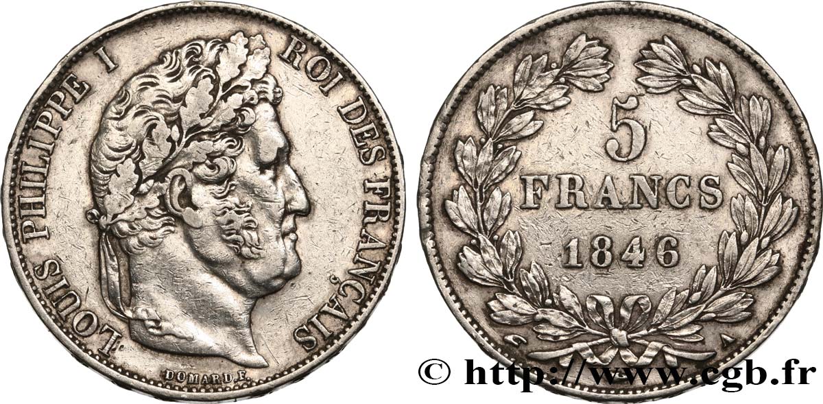 5 francs IIIe type Domard 1846 Paris F.325/10 TTB45 