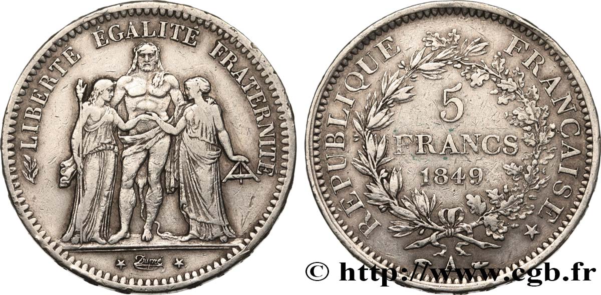 5 francs Hercule, IIe République 1849 Paris F.326/5 BB40 