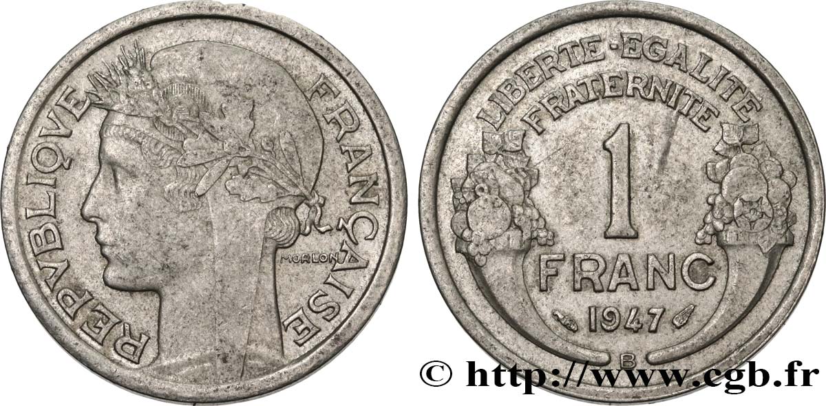 1 franc Morlon, légère 1947 Beaumont-Le-Roger F.221/12 AU50 