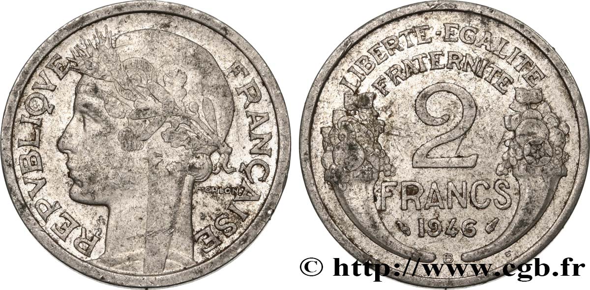 2 francs Morlon, aluminium 1946 Beaumont-Le-Roger F.269/9 S35 