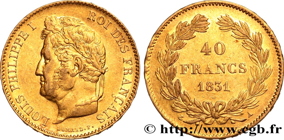 40 francs or Louis-Philippe 1831 Paris F.546/1 MBC50 