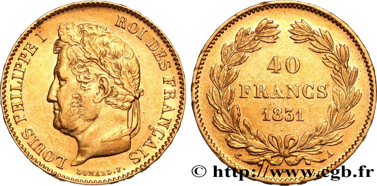 40 francs or Louis-Philippe 1831 Paris F.546/1 TTB52 