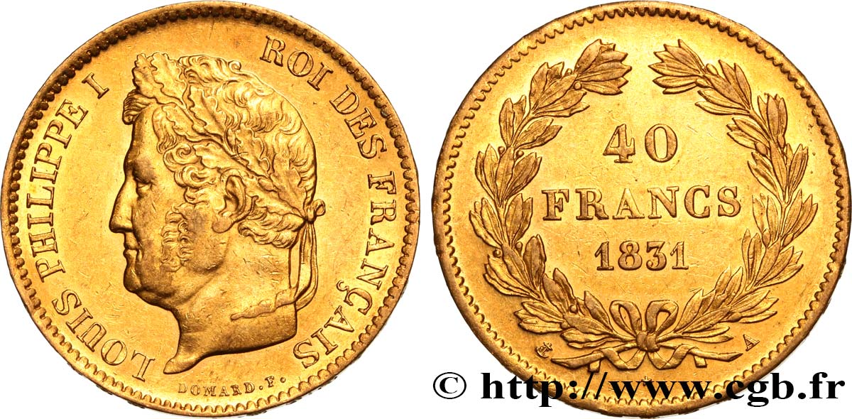 40 francs or Louis-Philippe 1831 Paris F.546/1 MBC53 