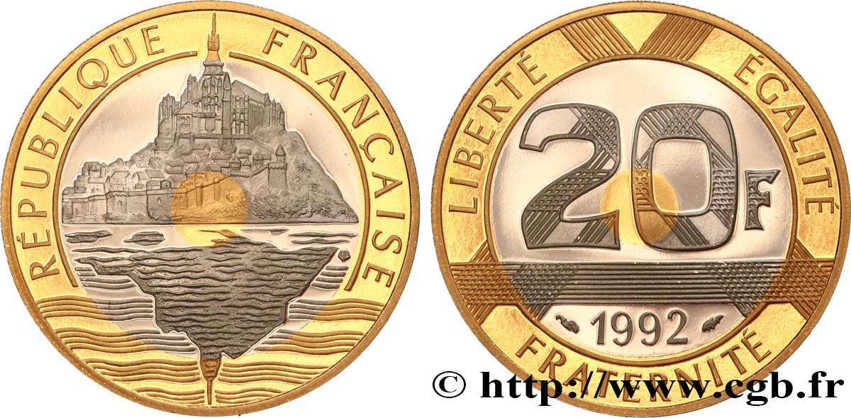20 francs Mont Saint-Michel or, BE (Belle Épreuve) 1992 Pessac F5.1400 1 ST 
