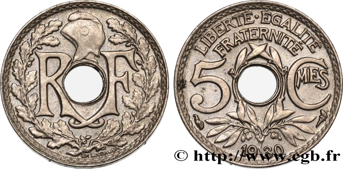 5 centimes Lindauer, petit module 1930  F.122/13 AU52 